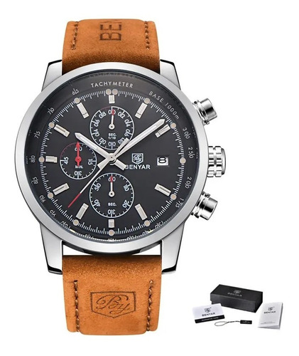 Reloj Benyar Hombre 5102 Malla Cuero