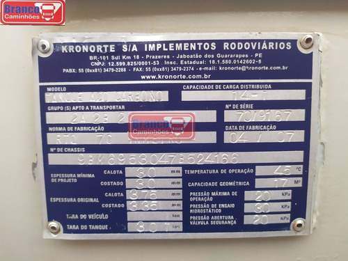 Tanque De Combustível 15.000 Lts Kronorte Ano 2007, Fino.