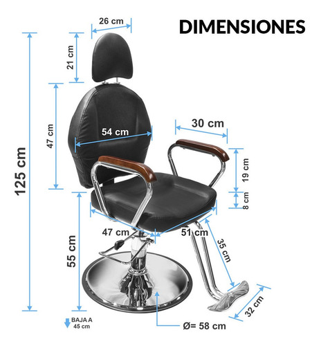 Imagen 7 de 8 de Sillon Barbero Peluqueria Silla Barberia Estetica Rudo
