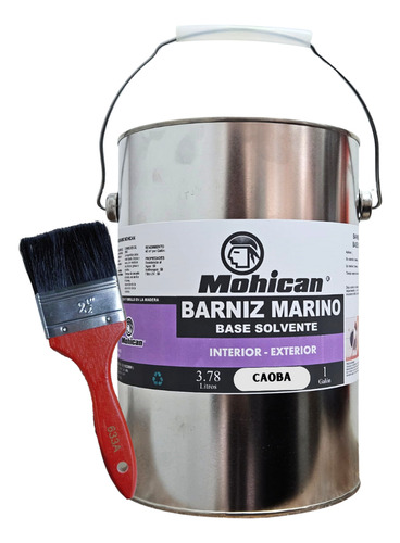 Promo Barniz Marino Base Solvente 1gal Caoba +brocha 2 1/2''