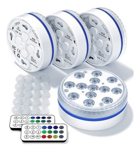 Luces Led Sumergibles Con Pilas, 4 Piezas