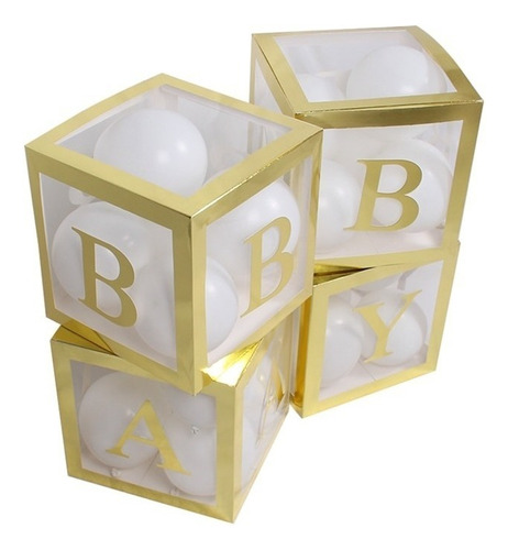 Caja Para Globos Cubo Baby Shower X 4 Unidades