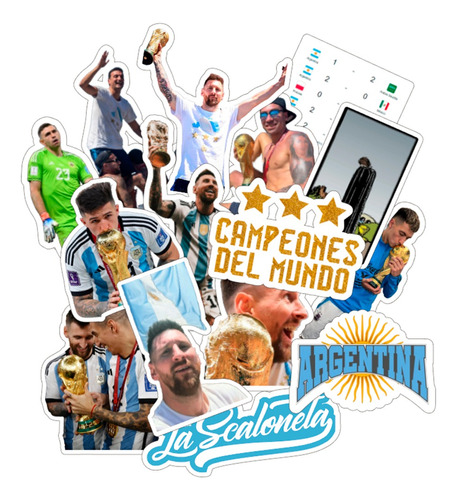 Stickers Copa Mundial Messi Argentina Deco Termos Celu Mate 