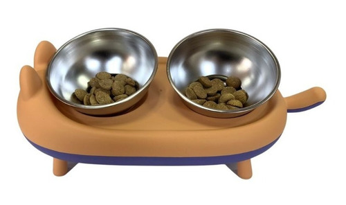 Imagen 2 de 2 de Comedero 2 Platos En Forma De Gato Con Patitas Retráctiles