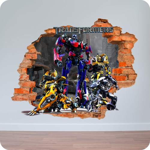 Vinilo Pared Rota 3d  Transformers  100x100