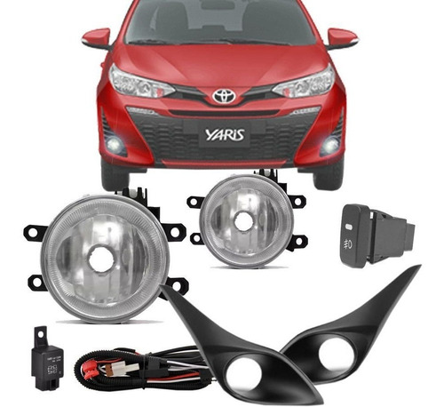 Kit Farol Milha/ Aux Toyota Yaris Hatch/ Sedan Botão Origina