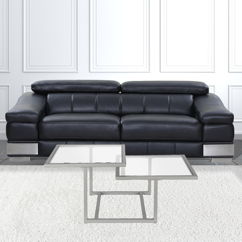 Homeroots 43 Silver Glass Square Coffee Table With Two