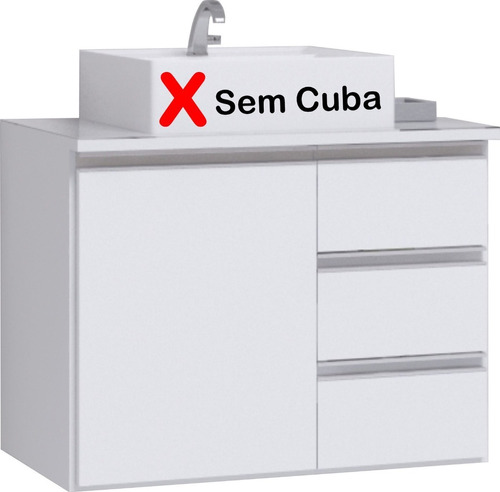 Gabinete Armário Banheiro Prisma 60cm - Sem Cuba Cor do móvel Branco Inteiro