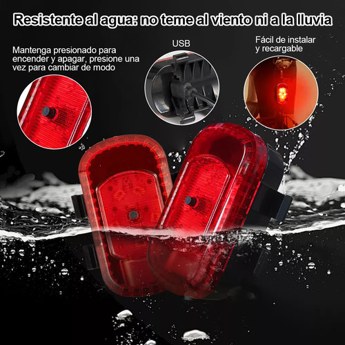 Luz bicicleta HYsmart 6000 recargable accesorios con luz trasera luz para bicicleta impermeable 6 Led, lampara bicicleta luces de bicicleta superbrillantes para conduccion nocturna con 5 modos