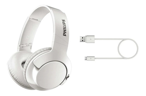Fone De Ouvido Sem Fio Philips Bass+ Haste Dobrável Branco