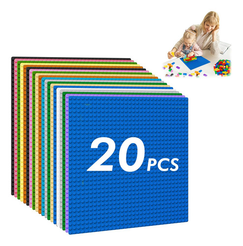 Kit 20 Placas Base 100% Compatibles Lego 25.5×25.5cm Puntos