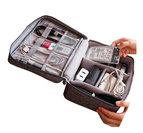 Imagen 4 de 7 de Organizador Viaje Bolso Premium Cables Cargador Electrónica Con Velcro