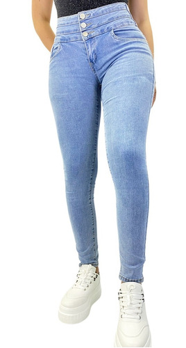 Pantalon Jean De Mujer Elasticado A La Moda Tiro Alto Hq3189