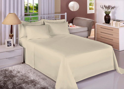 Jogo De Cama Queen Size Liso 130 Fios Fiori Cor Creme