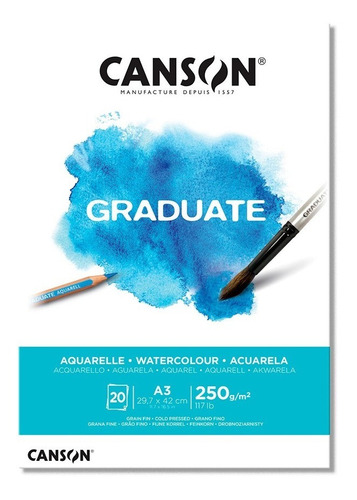 Block Para Acuarela Canson Graduate A3 20 Hojas, 250 G/m2