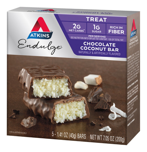 Atkins Barra De Proteína Sabor Chocolate Con Coco - 5 Pz