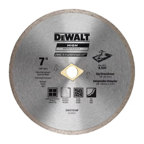 Disco Diamantado P/ Concreto Alvenaria 180mm Dewalt Original