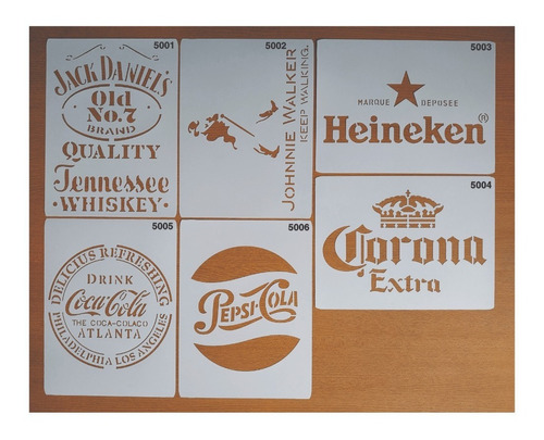 Kit X 12 Stencil Cerveza Marcas Bebidas  Vintage No Vinilo