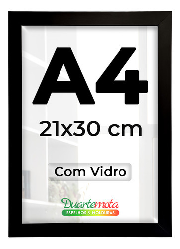 Molduras C/ Vidro A4 30x21cm Certificado Diploma Foto Quadro Cor Preto