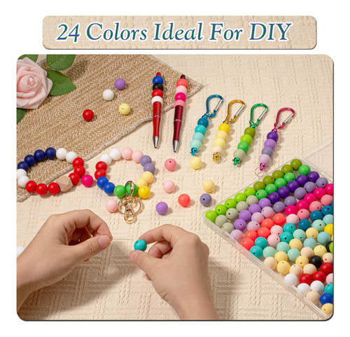 Cuentas De Silicona De 24 Colores Para Manualidades, 120 Uni