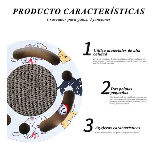 Tablero Rascador Para Gato Juguete Con Bola Premium Calidad