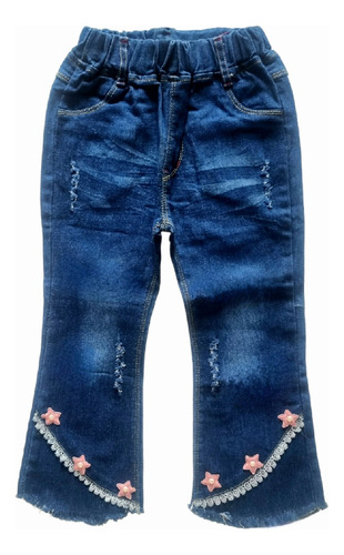 Pantalón Jeans Niña Mezclilla Con Estrellas T.18/24 A 4