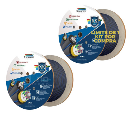 Kit 2 Cabo Fibra Drop Óptico 1km Mini Drop 1fo - Transcend