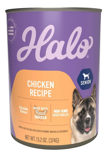 Halo Senior Dog Wet Food, Chicken Recipe, Great As Nutritiou