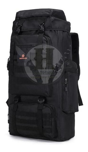 Mochila Tactica Insider 26594 Negro 70l Viaje Mochilero