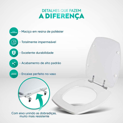 Assento Sanitário Poliéster Iris Branco Para Vaso Onix