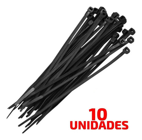 10un Cinta Plástica Presilha Abraçadeira Nylon 15 Cm 2,5mm Cor Preto