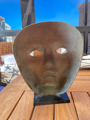 Figura Escultura Máscara De Bronce 22 Cm (Usado)