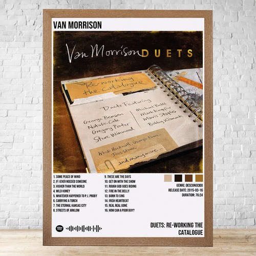 Cuadro Van Morrison 8 30x40 Con Vidrio Y Marco Madera C240 Marrón Claro Clasico