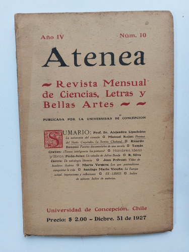 Revista Atenea Universidad De Concepción N°10 Año 1927