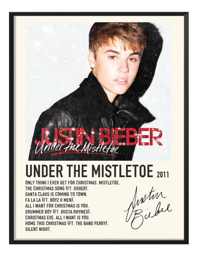 Poster Justin Bieber Album Tracklist Under Mistletoe 80x60