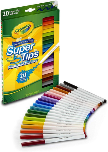 Marcadores Super Tips  Marca Crayola, 20 Unidades. Lavables