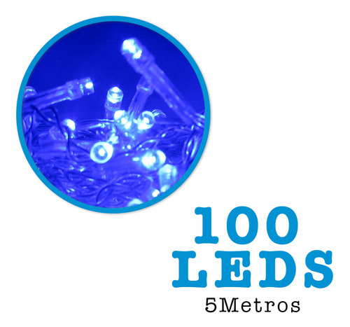 3 Series Navidad 100 Luces Led 5 Mts Color Azul 8 Tiempos