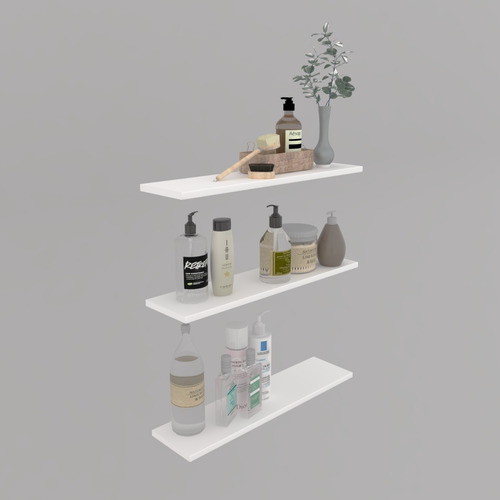 Imagem 3 de 7 de 3 Prateleiras Mdf Branca Nicho Organizador 60 Cm Sala