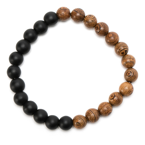 Imagen 4 de 10 de Pulsera De Piedras Naturales Madera Onix