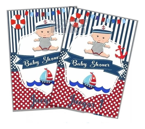 Kit Juegos Baby Shower Marinerito + Loteria + Regalo