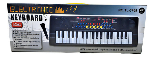 Órgano Musical Electronic Keyboard 37 Teclas Con Micrófono Color Negro