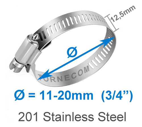 Abrazadera Acero Inoxidable 11-20mm 4 Piezas
