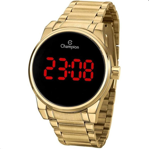 Relógio de pulso digital Champion CH40124H com corria de aço inox cor dourado - fondo preto