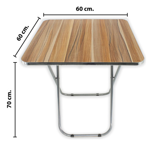 Imagen 5 de 8 de Mesa Plegable Jardin Camping Exterior Picnic 60 X 60 - El Re
