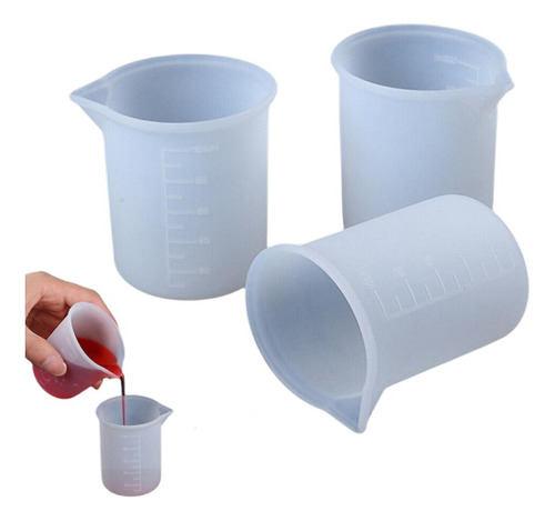 Pack 3 Vasos Medidores De Silicona Para Mezclar Resina Epoxi