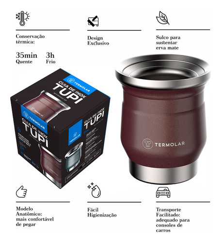 Calentador térmico Chimarrão para café y té, yerba mate termolar, color bronce liso