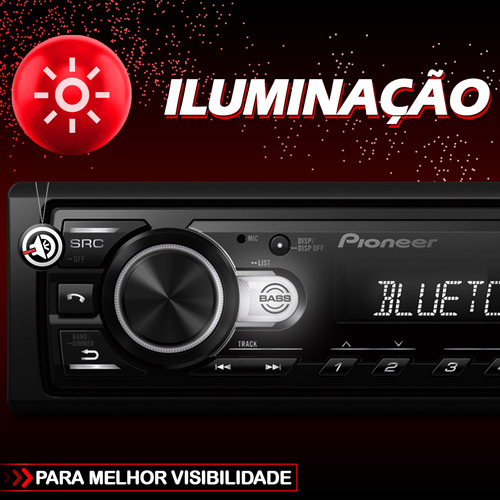 Rádio Pionner Mp3 Player Automotivo Mvh-s235 Bt Mvh Bt Usb