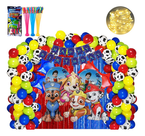 Kit Decoracion Cumpleaños Globos Paw Patrol+globo110p+luces