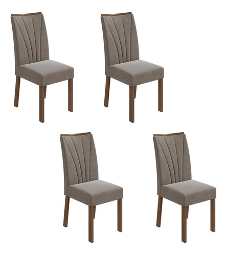 Conjunto 4 Cadeiras Estofadas Apogeu Móveis Lopas Wt Estrutura Da Cadeira Bege