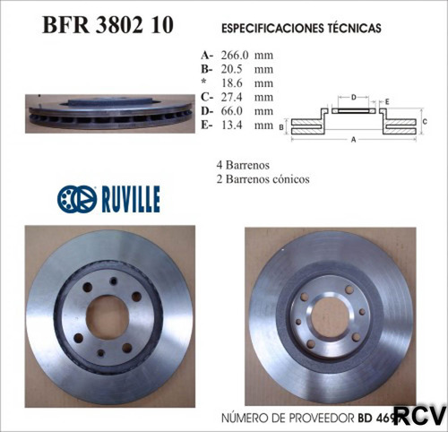 Disco Frenos  Delantera Para Peugeot 206 Xs  2002